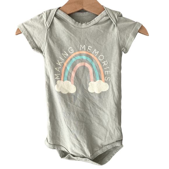 The Ever Co Short Sleeve Bodysuit - Making Memories Rainbow - Sage - 6-12M - Picture 1 of 6